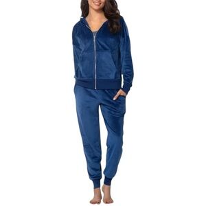 Felina Size XL  Hoodie Jogger Blue 2-Piece Velour Set Soft Relaxed Fit